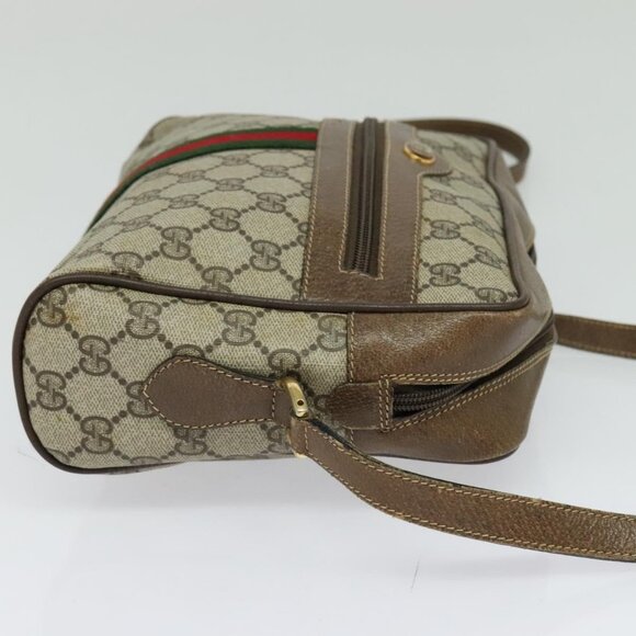 GUCCI GG Supreme Web Sherry Line Shoulder Bag PVC Beige - Picture 4 of 16